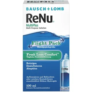 Bausch + Lomb ReNu MultiPlus Kombilösung mit Proteinentferner - Kontaktlinsenreiniger, Aufbewahrungslösung für weiche Linsen, Flight Pack, Reise-Set, 1 x 100 ml