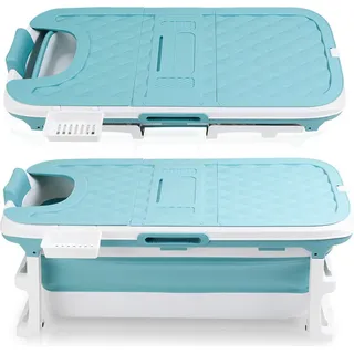 Hengda Badewanne Erwachsene Praktisch und Tragbar mit Nackkissen für Badezimmer Geeignet Mobil Erwachsene Spa 132cm - Blau