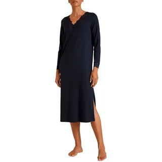 CALIDA Elegant Dreams Langarm-Nachthemd Damen, Länge 120cm, mit Spitzendetails, weich & fließend Dark Lapis Blue 36-38