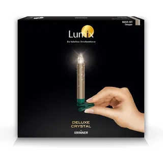 Krinner Lumix Crystal 10er Basis-Set Kabellose Christbaumkerzen Champagner