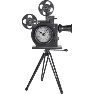 HOME STYLING COLLECTION Schreibtischuhr Kommodenuhr Tischuhr KAMERA aus Metall RETRO - Schwarz