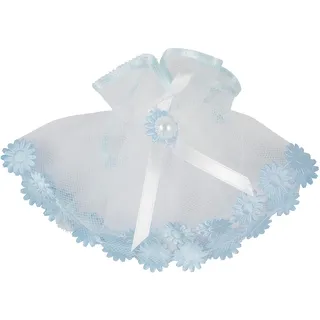 Kerzenmanschette aus TÜLL – Ø 3–6 cm – mit Blumenverzierung in BLAU – Tropfschutz für KOMMUNIONSKERZEN & TAUFKERZEN – 11 cm breit – festliches KERZENACCESSOIRE für Jungen – MaMeMi