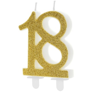 Luck and Luck PartyDeco Geburtstag Kerze Nummer 18 Gold 7,5cm Geburtstag Runde Geburtstag 18