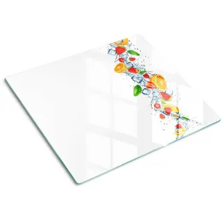 Tulup Glasplatte 60x52 cm Früchte mit Eis , Multicolor , Glas , 60x0.4x52 cm , Küchen, Küchenelektrogeräte, Herde, Herdabdeckplatten