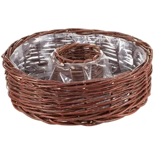 Dehner Weiden-Korbring mit Folie zur Bepflanzung, Höhe 12 cm, Ø 40 cm, Weidengeflecht, Braun