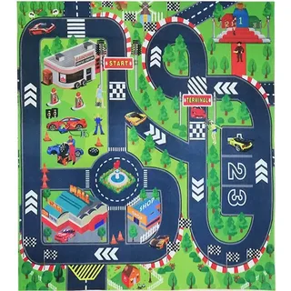 Kinderteppich für Spielzeugautos, 69,8 x 80 cm, Spielteppich für Kinder, ideal zum Spielen mit Autos und Spielzeug, Jungen und Mädchen