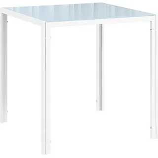 Homcom Esstisch Quadratischer Küchentisch für 4 Personen, Esszimmertisch aus Hartglas, bis 80 kg belastbar, für Küche, Esszimmer, 75 x 75 x 75 cm, Weiß