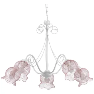 ONLI Kronleuchter Mia aus Metall Weiß und Rosa mit 5 Leuchten