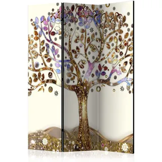 murando Raumteiler Baum Foto Paravent 135x172 cm einseitig auf Vlies-Leinwand Bedruckt Trennwand Spanische Wand Sichtschutz Raumtrenner beige Gold braun l-A-0002-z-b