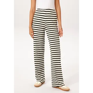 Schlupfhose ANISTON CASUAL, Damen, Gr. 42, N-Gr, wollweiß, schwarz, Strick, Obermaterial: 51% Viskose, 44% Polyester, 5% Elasthan, geringelt, gestreift, figurumspielend lang, Hosen Schlupfhose, im interessanten Ringel-Dessin - NEUE KOLLEKTION