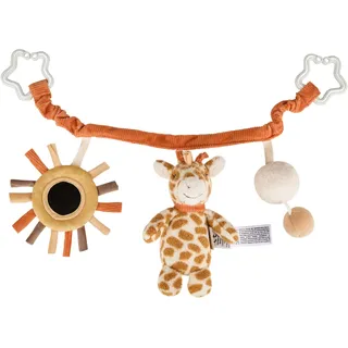 Sterntaler Kinderwagenkette Giraffe Kaya – Babyspielzeug mit Spiegel & Rassel – Elastisches Band & Sternringe für Flexible Befestigung am Kinderwagen, Bett & Autositz, Goldbraun