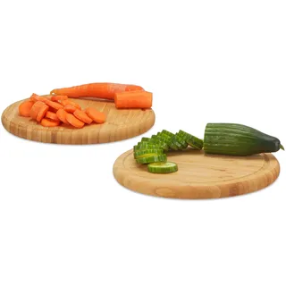 Relaxdays Frühstücksbrettchen Set 2-tlg. Holz 25 x 25 cm Braun