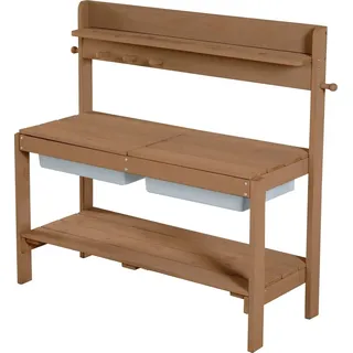 roba Matschküche 'Outdoor+', teakfarben mit abnehmbarer Abdeckung, wetterfestes Holz,