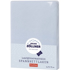 Julius Zöllner 8390349310 Frottee Spanntuch, passend für Laufgittermatratzen 68 x 90 cm bis 100 x 100 cm, Hellblau