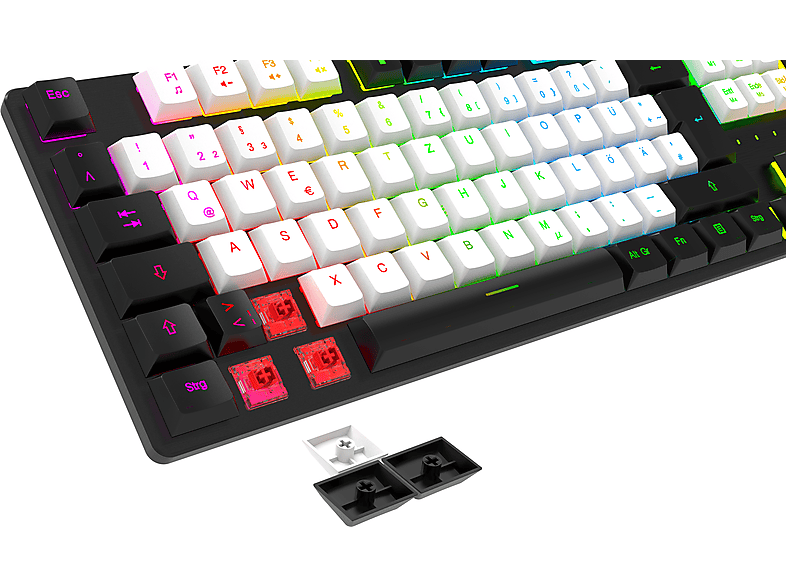 Bild von IGK-6000, Gaming Tastatur, Mechanisch, Outemu Red, Kabelgebunden, Schwarz/Weiß