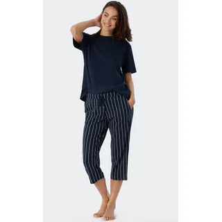 3/4-Hose SCHIESSER "Mix + Relax", Damen, Gr. 38, N-Gr, bunt (multicolor 1), Single Jersey, Obermaterial: 95% Baumwolle, 5% Elasthan, bequem 3/4-Länge, Hosen 3/4-Hose, seitliche Taschen, Bindeband