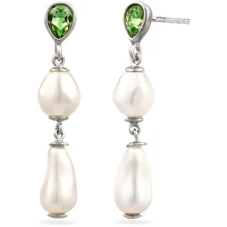 Elli Paar Ohrstecker »Ohrringe Ohrstecker Tropfen Synthetische Perle Grün 925 Sterling Silber, mit Kristallen von Swarovski®«