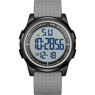 Minimalistische Sportuhr wasserdichte Digitaluhren Herren mit Weitwinkel-Metallgehäuse Helles Display Gummiband Armbanduhr für Herren Damen