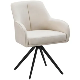 Livetastic Armlehnstuhl , Beige , Holz, Metall, Textil , Pappel , Sperrholz , Drehkreuz , 62x83x62 cm , Sitzfläche 360° drehbar , Esszimmer, Stühle, Polsterstühle