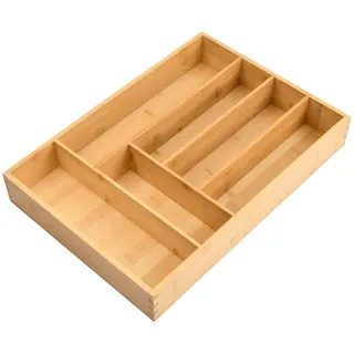 Schubladeneinsatz aus Bambus Groß 43x30x6cm, 6 Fächern Besteckkasten Schubladen Organizer, Schubfach Einlage Holz Utensilienhalter Küchenschubladen, Besteckeinlage Besteckeinsatz für Küchenutensilien