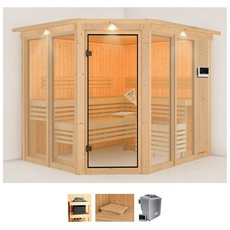 Bild Sauna »Anike 3«, (Set), 9-kW-Bio-Ofen mit externer Steuerung beige