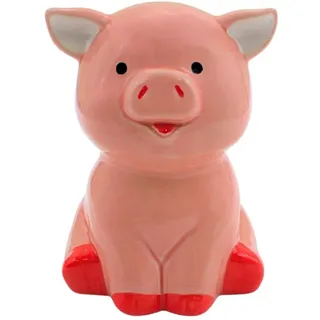 Spardose Schwein, Kindersparbüchse, Sparfigur, Kinderspardose, Spartier, Sparschwein rosa, Sparschwein mit Sparfunktion aus Keramik in rosa, L/B/H 12 x 12 x 17 cm.