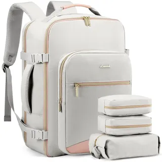 LOVEVOOK Handgepäck Rucksack Flugzeug, 40L Groß Reiserucksack Damen Kofferrucksack, Wasserdicht Reisetasche für 17 Zoll Laptop, Travel Backpack für Reise Geschäftsreise Business Wandern Weekend Grau