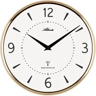 Atlanta 4538/9 Funkwanduhr analog rund golden - Gold, Weiß, Schwarz