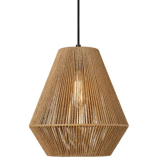 ELYONA Boho Rattan Lampe,30 cm Vintage Hängelampe mit Handgeflochtenem Rattankorb-Schirm,Verstellbare Rustikale Deckenleuchte für Kücheninsel,Esszimmer,Schlafzimmer,Landhausstil
