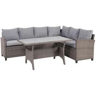 Ondega Loungegarnitur , Grau , Metall, Kunststoff, Textil , 3-teilig , 220x175 cm , Gartenmöbel, Loungemöbel, Loungegarnituren