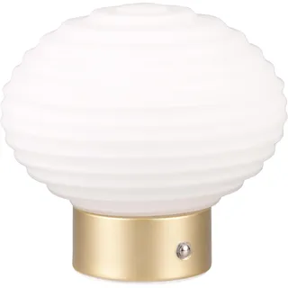 Reality Leuchten LED Akku Tischleuchte Earl R57771101, Metall Messing matt, Glas Weiß, inkl. 1.5 Watt LED, 4-fach Touch