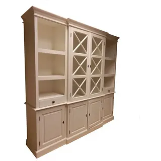 Großer Shabby Chic Landhaus Stil Schrank mit 4 Türen - Buffetschrank - Schrank Esszimmer Küchenschrank - Creme