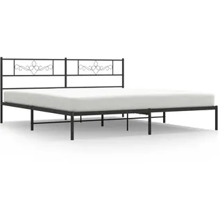 vidaXL Bettgestell mit Kopfteil Metall Schwarz 180x200 cm - Schwarz