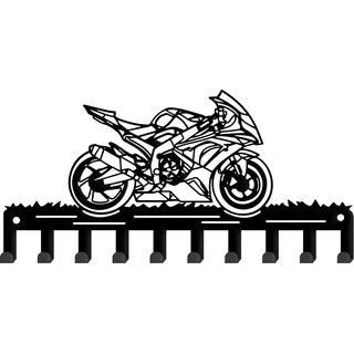 SUPERDANT Line Motorcycle Schlüsselaufhänger Im Vintage Motorrad Dekorativ 10 Haken Schwarzer Schlüsselbrett Wandhaken Schlüsselhalter Organizer Hundeleinenaufhänger Für Die Wand Hause Haustür