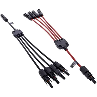InLine Solarkabel 4-fach Verteiler-Set schwarz/rot, 0,42m, IP68 wasserdicht, UV-beständig, kompatibel mit MC4/Standard4/PV4, Y-Verteiler, 95040