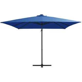 vidaXL Ampelschirm mit LED-Beleuchtung Stahl-Mast 250x250 cm Azurblau - Blau