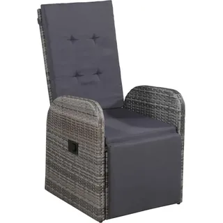 vidaXL 3-tlg. Bistro-Set mit Auflagen Poly Rattan Grau - Grau