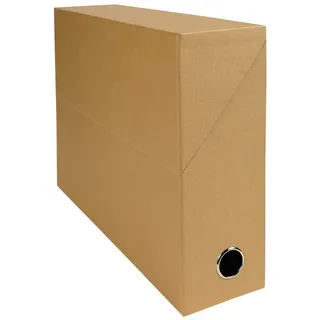 Exacompta 89528E Premium Transferbox aus Leinwandpapier 9cm Rückenbreite mit Griffloch DIN A4 havanna ideale Transportbox und perfekt geeignet für die sichere Aufbewahrung Ihrer Ordner