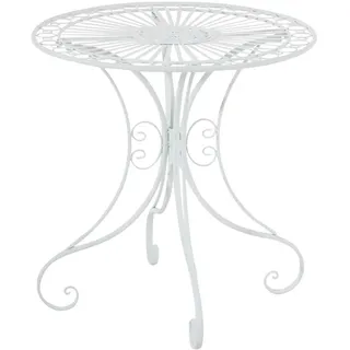 CLP Gartentisch rund Ø70 cm Metall weiß , Weiß , 70x73x70 cm , Gartenmöbel, Gartentische