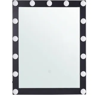 Beliani Badspiegel mit LED-Beleuchtung schwarz rechteckig 50/60 cm Odenas