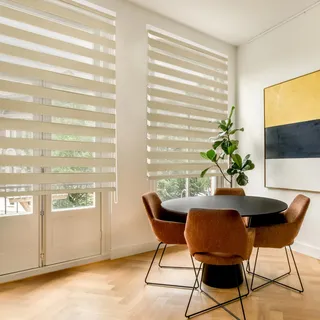 Blindecor Lira doppelrollo - duo rollo tag und nacht Beige - 80 x 180 cm (Breite x Länge) | Stoffgröße 77 x 175 cm | Fensterrollo zebra