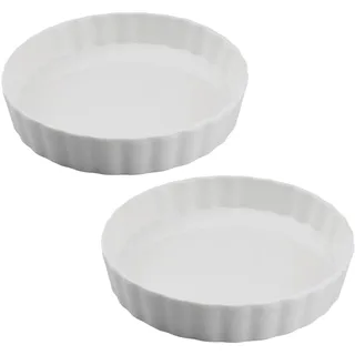 WakiHong 2 teilig Runde Keramikkuchenform Quicheform Keramik Design Keramik Tarteform,18 cm,Einfach zu Reinigen,mikrowellen,spülmaschinen- & ofengeeignet,für Obstkuchenform,Tarte,Quiche-Weiß