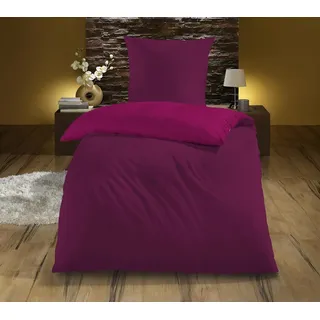 KiNZLER Wendebettwäsche "Mikrofaser "Cashmere Touch"" 2 tlg. Unifarben, besonders weich, brombeer