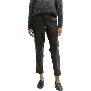 TOM TAILOR Damen Loose Fit Hose in Fake-Leder-Optik, 14482 - Deep Black, 40/28