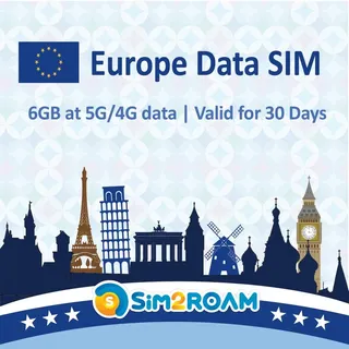 NUR Daten-SIM-Karte für Großbritannien, Europa, 30 Tage | 5G/4G LTE Hochgeschwindigkeits-Prepaid-Daten-SIM-Karte | Guter Empfang in Großbritannien und Europa | NACHFÜLLBAR! (6 GB / 30 Tage)