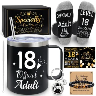MOTONG Thermobecher Personalisiert Geschenk 18. Geburtstag Junge, Geschenk zum 18 Geburtstag Junge, Lustiges Geburtstagsgeschenk für Jungen Sohn Enkel Neffe Geschenkideen, Geschenk Teenager Jungen