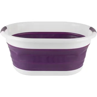 Beldray LA034816PUR 37 l einklappbarer Wäschekorb – großer, starker, ovaler Wäschekorb, haltbare Kunststoffgriffe, Waschkorb, leicht faltbar, tragbarer und kompakter Stauraum, platzsparend, Lila