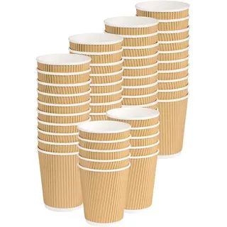 Havana Beige Einweg-Ripple-Becher, dreilagig, doppelwandig, isolierte Papierbecher – recycelbares PE für Getränke zum Mitnehmen, Kaffee, Tee, Cappuccino, Cocktails, Bier, Wein(237 ml/8 oz (500 Stück))
