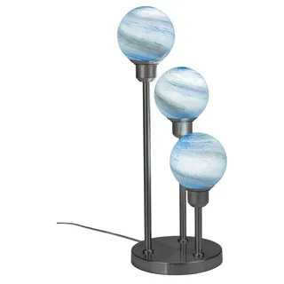 formano Tischlampe Industrial Metall Holz Design Lampe Kreis 52 cm mit E27 - Blau