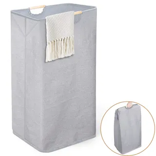 Zivacate Wäschekorb Grau 100L, XL Wäschesammler mit Griffen, Faltbarer Wäschesack aus Leinen Laundry Basket Extra Groß Wäschetonne 74x41x33cm Wäschebox für Schlafzimmer Badezimmer Schlafsaal